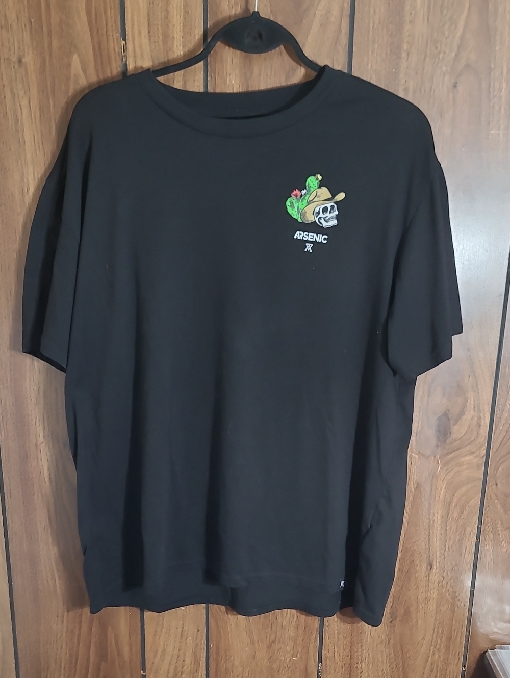 Arsenic Black Graphic Tee with Cactus Skull Emblem